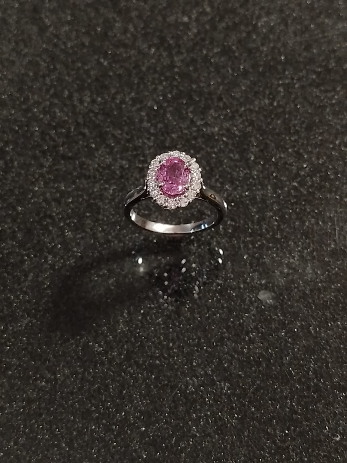 BAGUE OR BLANC SAPHIR ROSE ENTOURAGE DIAMANTS | JP MILLOT Bagues Saint-Cyr-sur-Loire 46