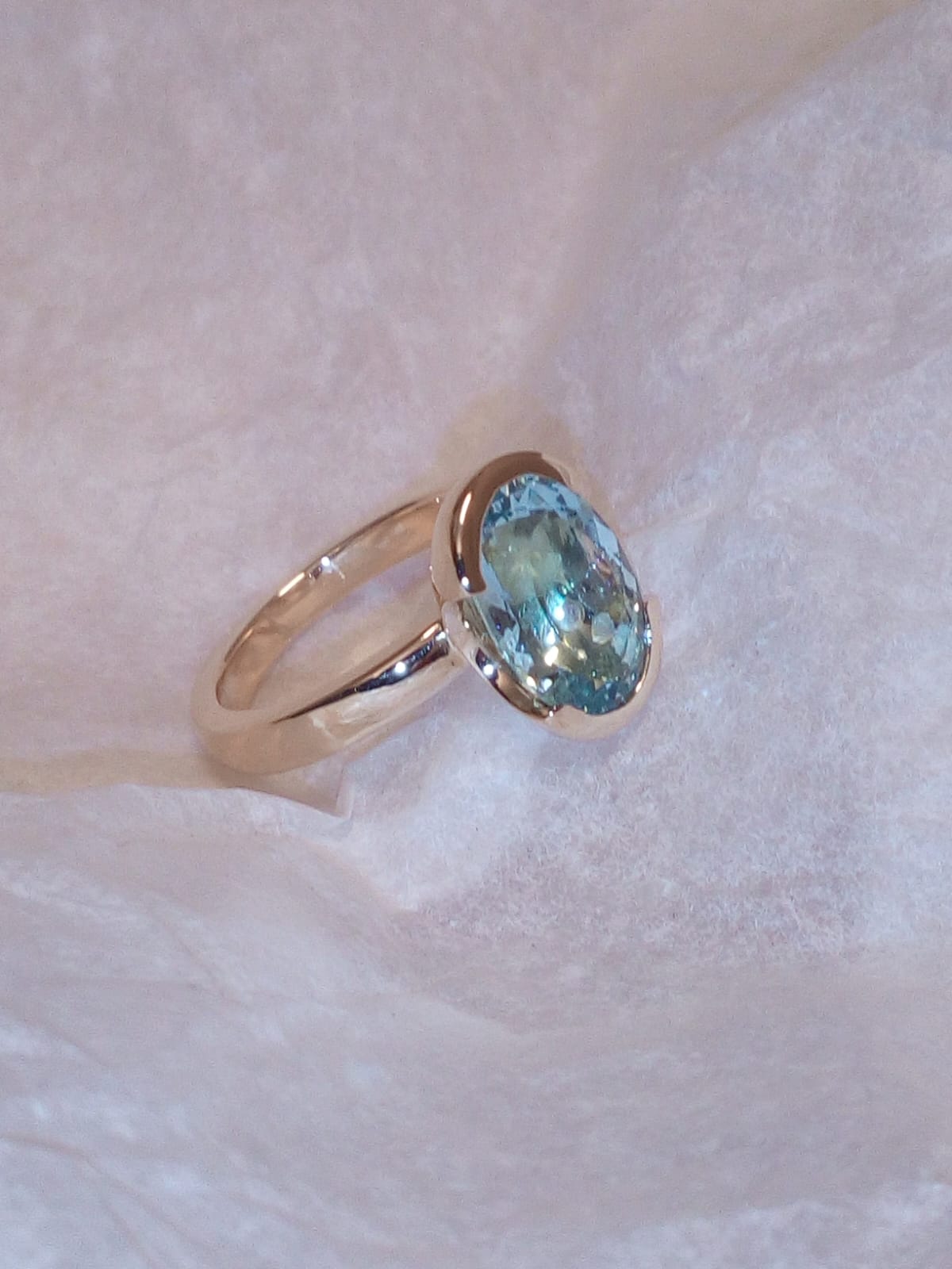 BAGUE OR JAUNE ½ SERTI CLOS AIGUE MARINE | JP MILLOT Bagues Joué-lès-Tours 45